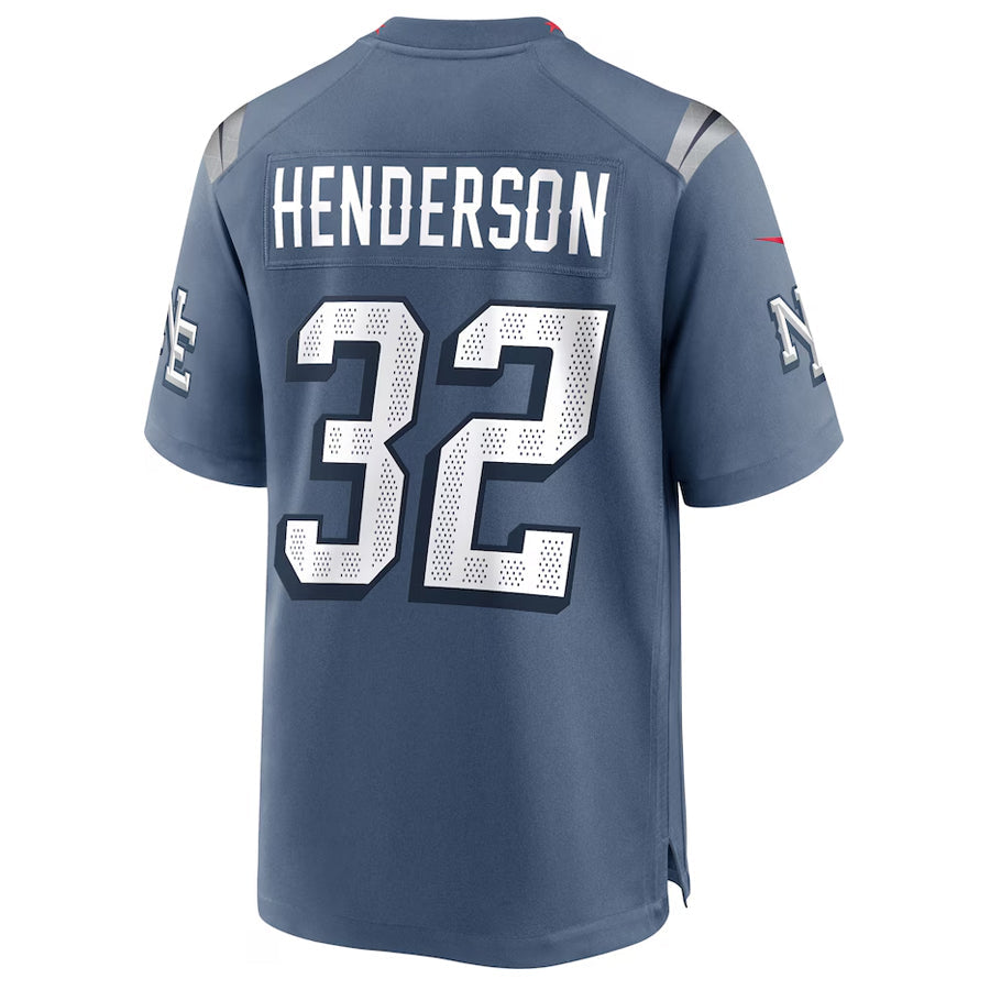 Davalo NE.Patriots #32 TreVeyon Henderson Player Storm Blue Rivalries Collection Game Stitched Jerseys