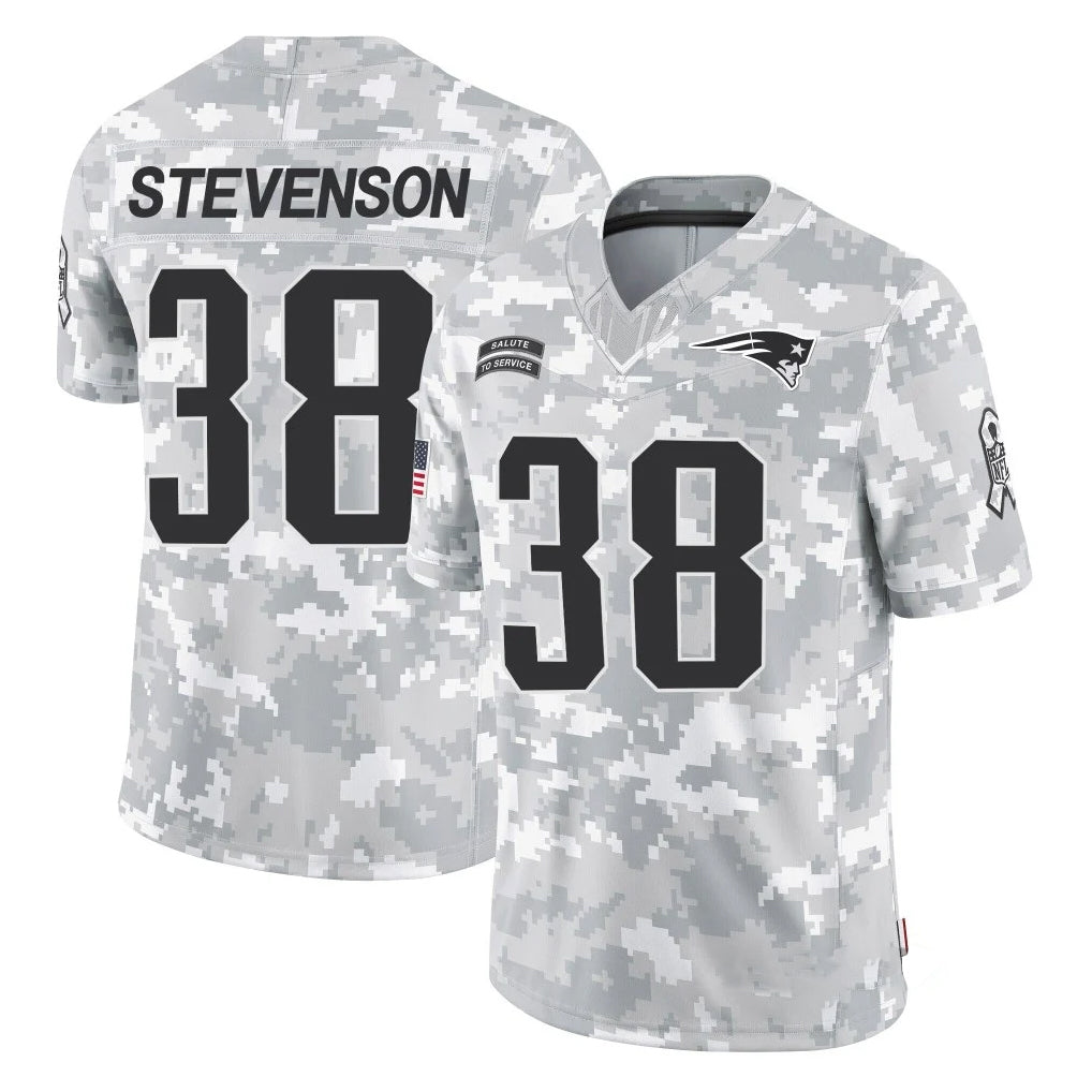 Davalo NE.Patriots #38 Rhamondre Stevenson Player Arctic Camo Salute To Service Limited Game Stitched Jerseys