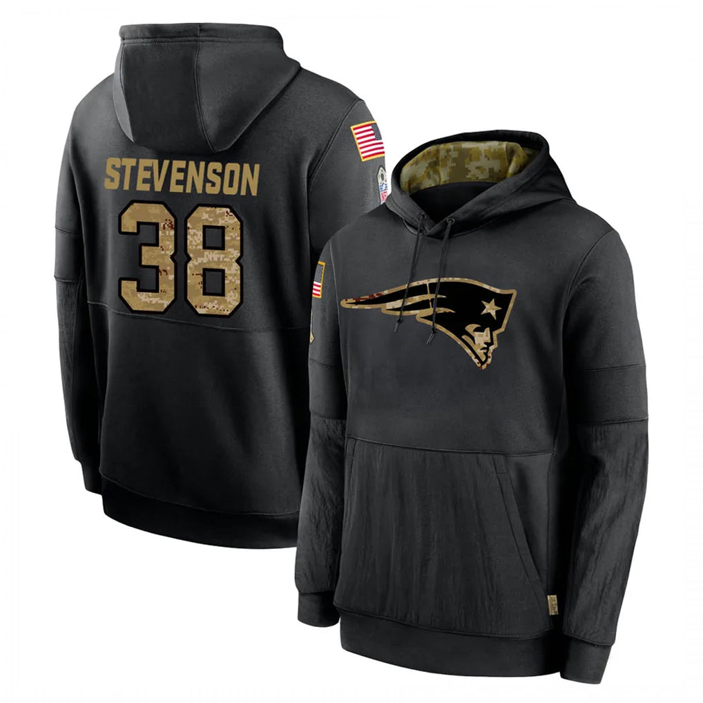 Davalo NE.Patriots #38 Rhamondre Stevenson Player Black Salute to Service Hoodies Limited Game Stitched Jerseys
