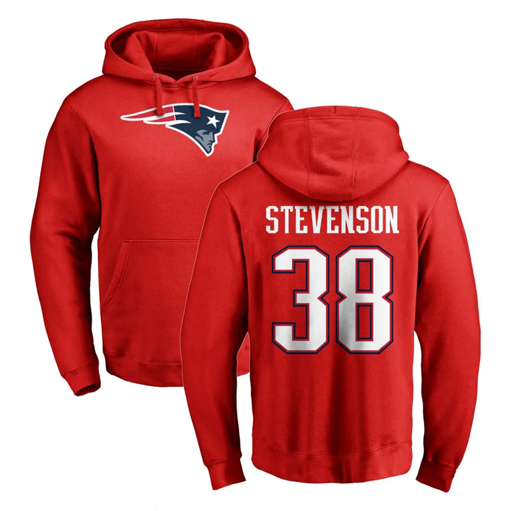 Davalo NE.Patriots #38 Rhamondre Stevenson Player Red LOGO Pullover Hoodies Home Game Stitched Jerseys