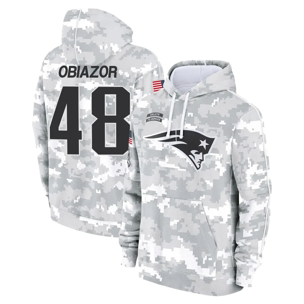 Davalo NE.Patriots #48 Namdi Obiazor Player Arctic Camo Salute to Service Pullover Hoodies Limited Game Stitched Jerseys