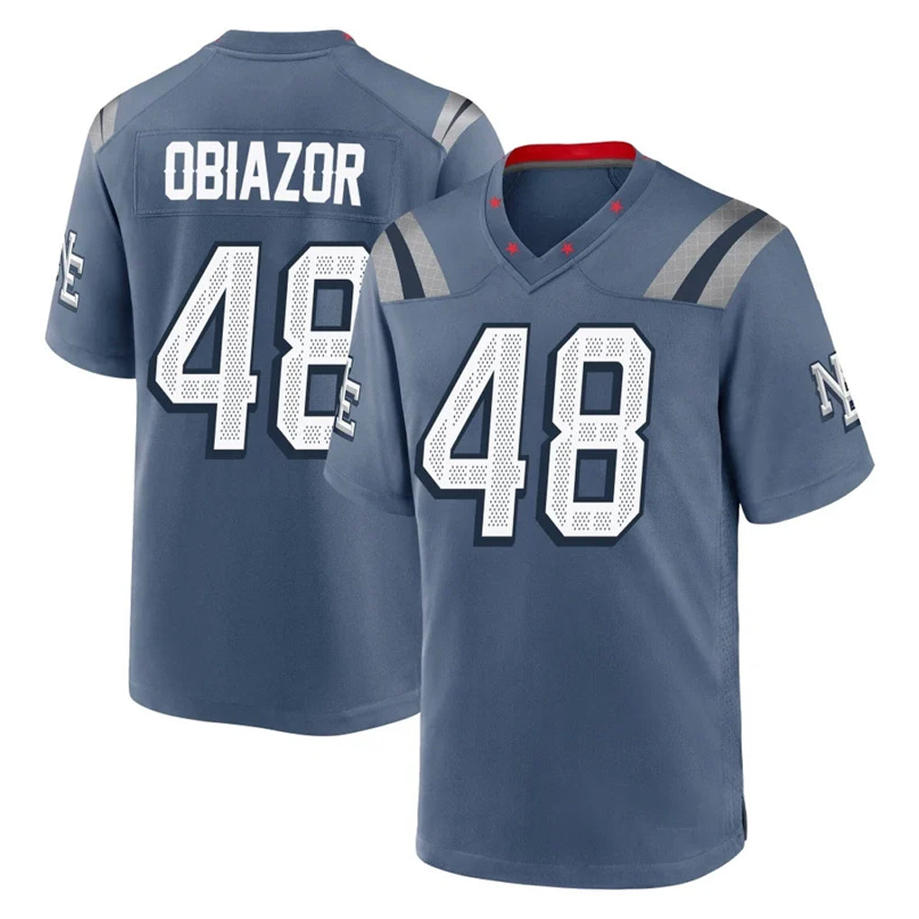 Davalo NE.Patriots #48 Namdi Obiazor Player Blue Rivalries Collection Home Game Stitched Jerseys