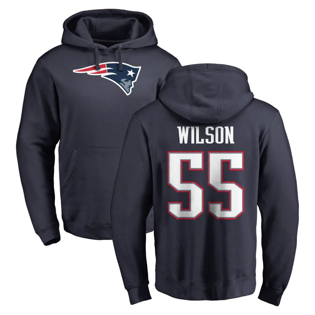 Davalo NE.Patriots #55 Jared Wilson Player Navy LOGO Pullover Hoodies Home Game Stitched Jerseys