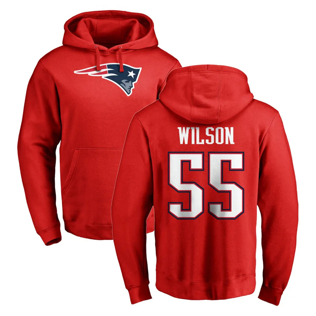 Davalo NE.Patriots #55 Jared Wilson Player Red LOGO Pullover Hoodies Home Game Stitched Jerseys