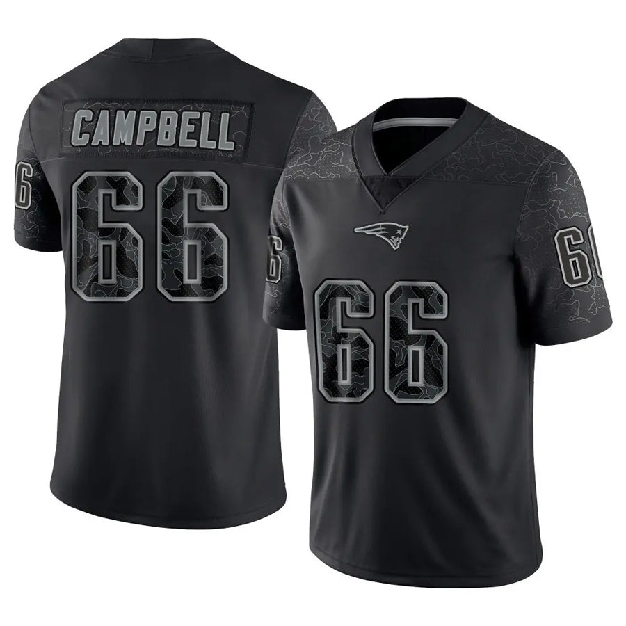 Davalo NE.Patriots #66 Will Campbell Player Black Reflective Limited Stitched Jerseys