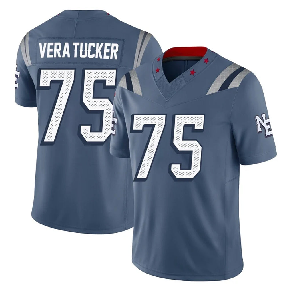 Davalo NE.Patriots #75 Alijah Vera-Tucker Player Blue Limited Rivalries Collection Home Game Stitched Jerseys