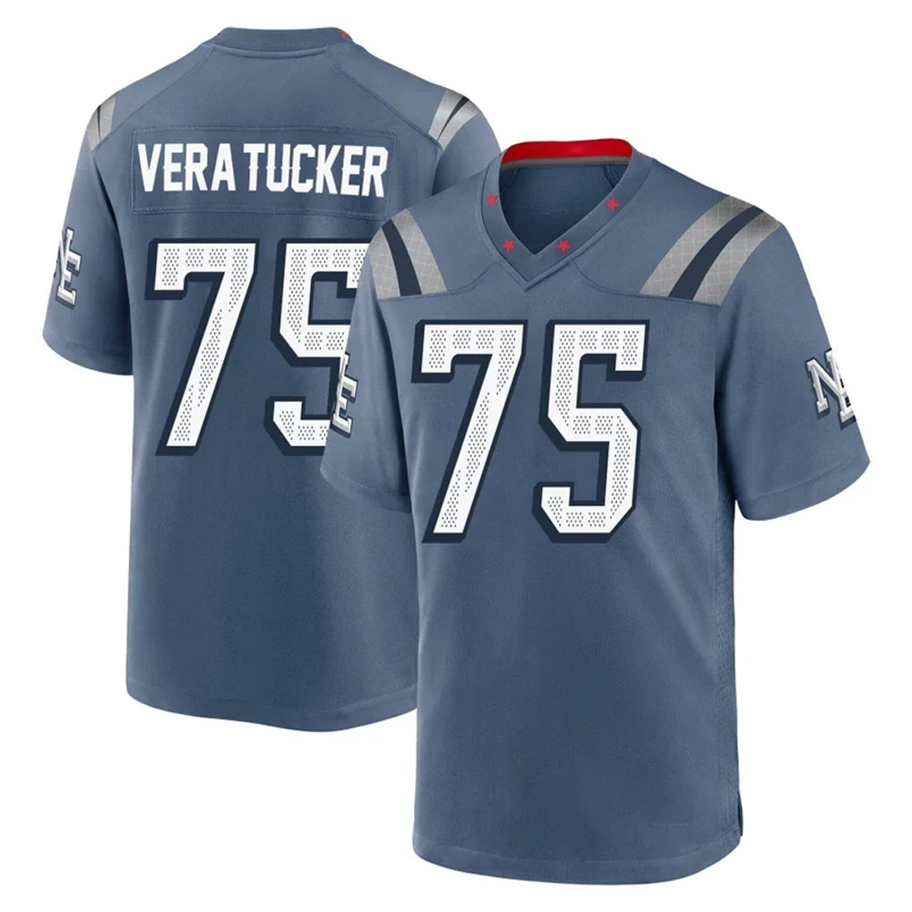 Davalo NE.Patriots #75 Alijah Vera-Tucker Player Blue Rivalries Collection Home Game Stitched Jerseys