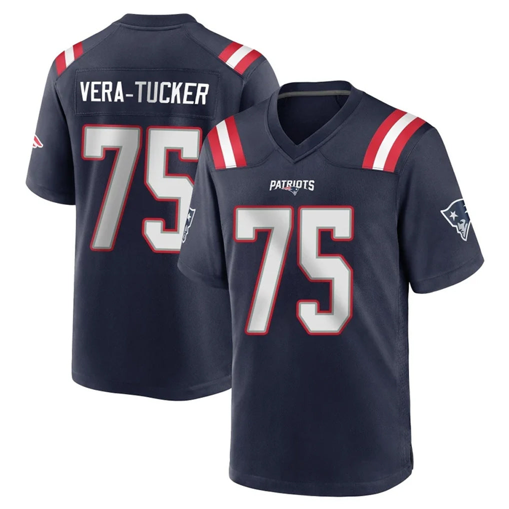 Davalo NE.Patriots #75 Alijah Vera-Tucker Player Navy Home Game Stitched Jerseys