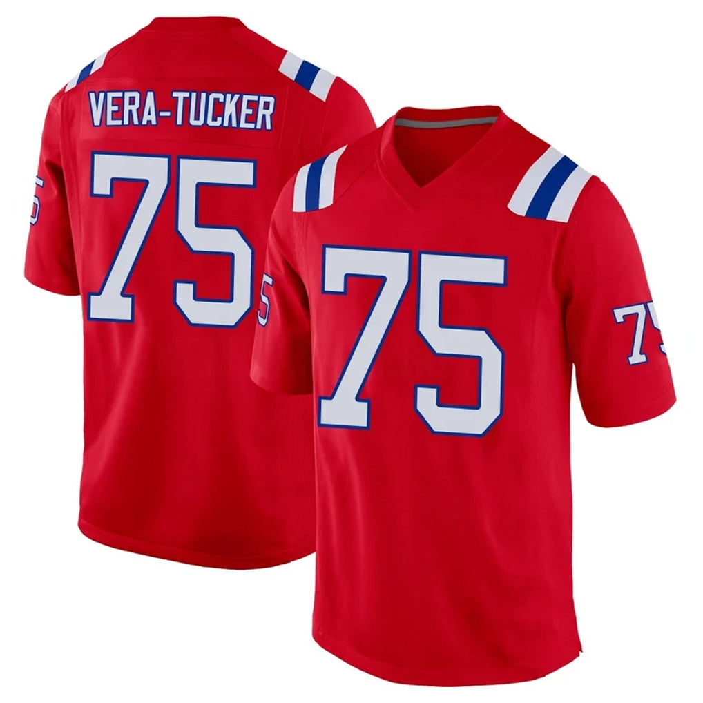 Davalo NE.Patriots #75 Alijah Vera-Tucker Player Red Home Game Stitched Jerseys