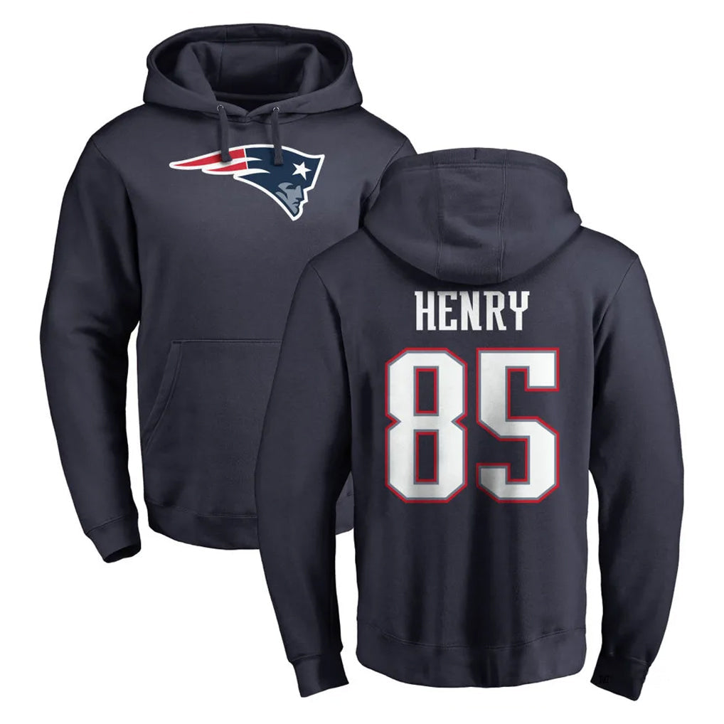 Davalo NE.Patriots #85 Hunter Henry Player Navy LOGO Pullover Hoodies Home Game Stitched Jerseys
