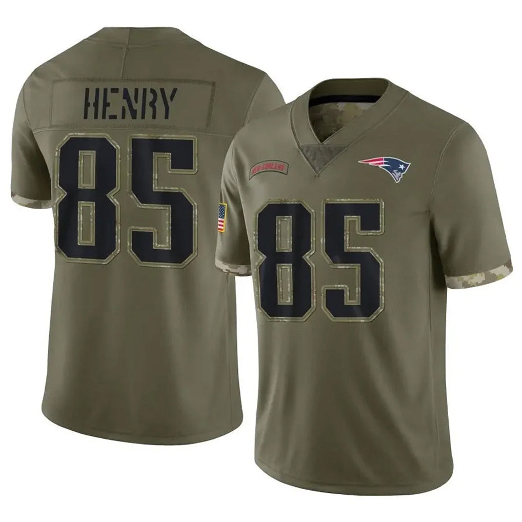 Davalo NE.Patriots #85 Hunter Henry Player Olive Salute To Service Limited Stitched Jerseys