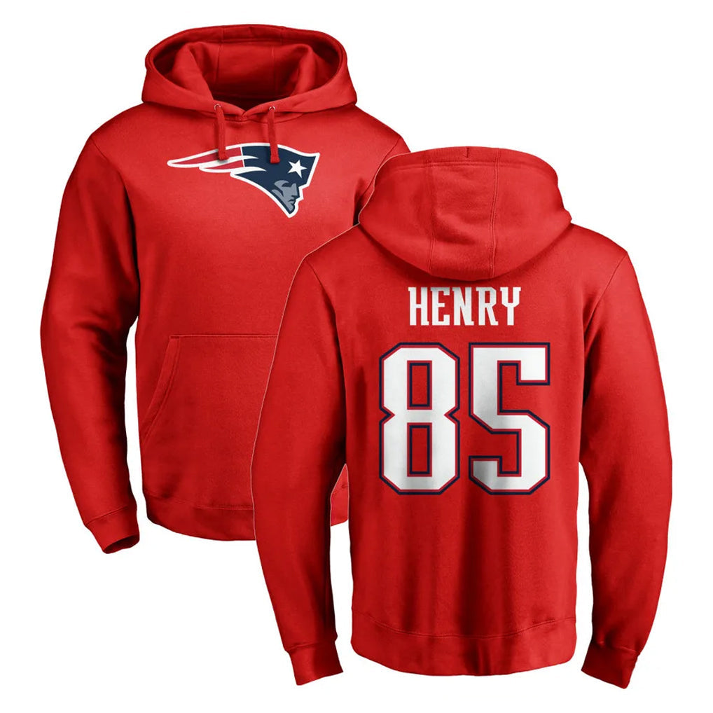 Davalo NE.Patriots #85 Hunter Henry Player Red LOGO Pullover Hoodies Home Game Stitched Jerseys