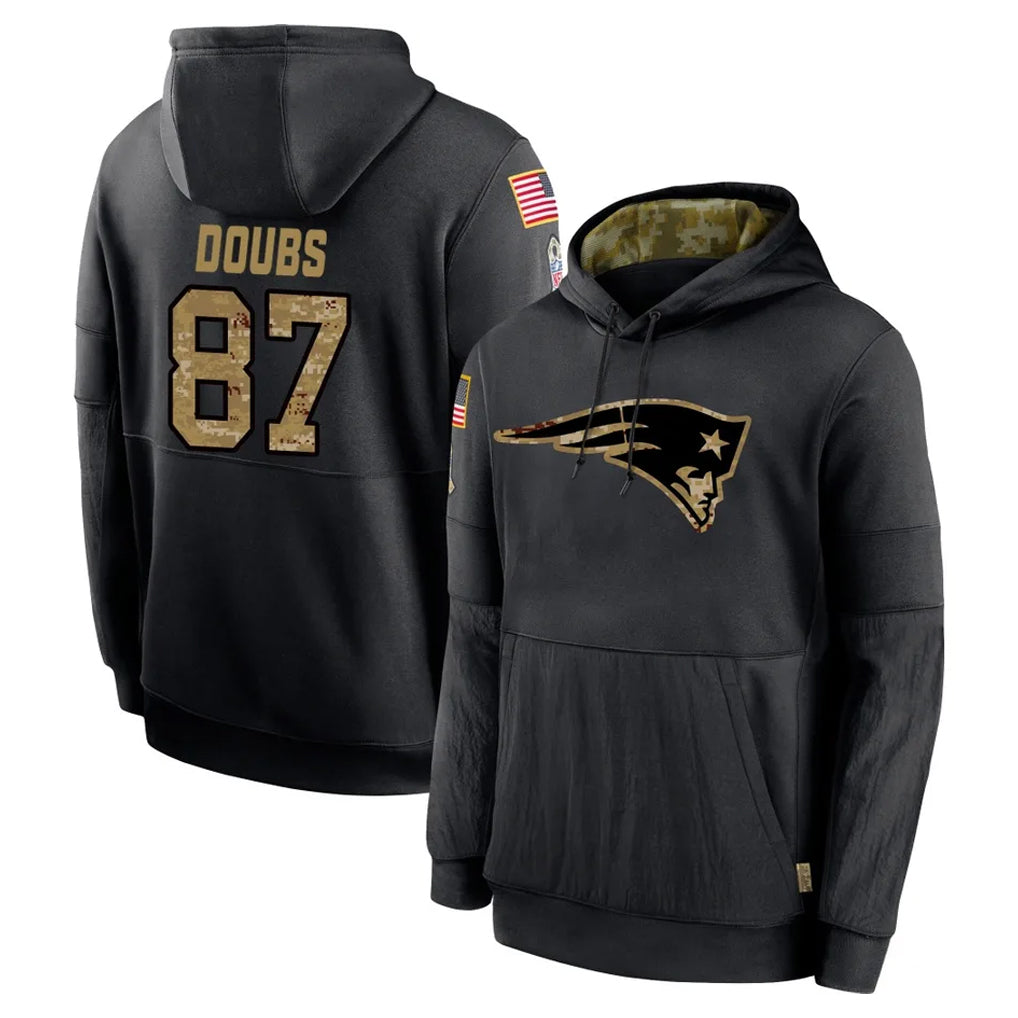 Davalo NE.Patriots #87 Romeo Doubs Player Black Salute to Service Hoodies Limited Game Stitched Jerseys