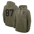 Davalo NE.Patriots #87 Romeo Doubs Player Olive Salute to Service Pullover Hoodies Limited Stitched Jerseys