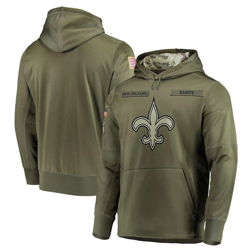 Davalo NO.Saints Olive Salute to Service Pullover Hoodies Home Game Blank Player Stitched Jerseys