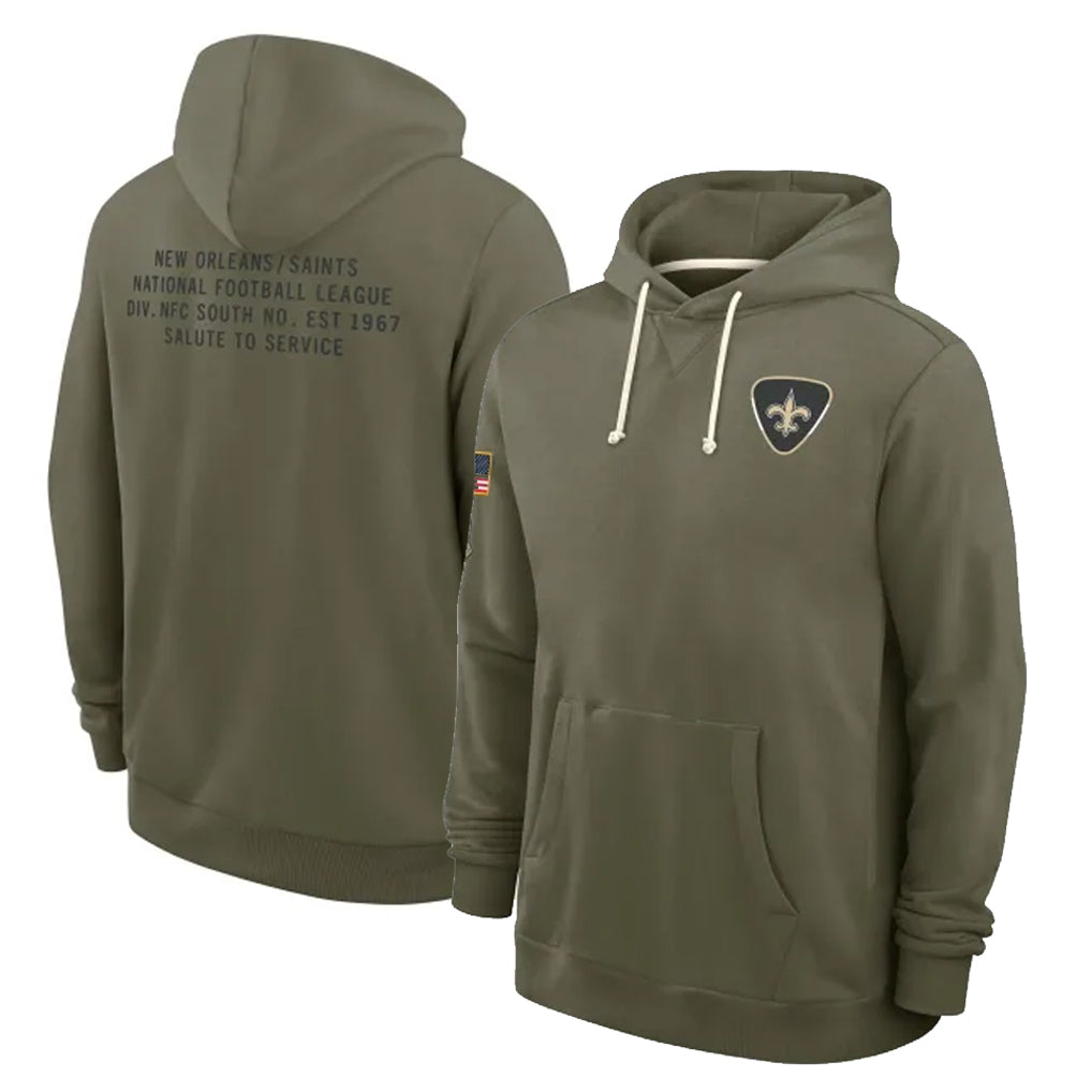 Davalo NO.Saints Olive Salute to Service Pullover Hoodies Limited Blank Player Stitched Jerseys