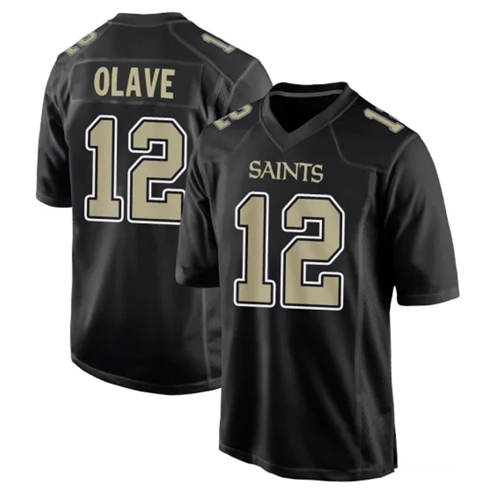 Davalo NO.Saints #12 Chris Olave Player Black Carbon Fashion Home Game Stitched Jerseys