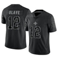 Davalo NO.Saints #12 Chris Olave Player Black Limited Reflective Home Game Stitched Jerseys