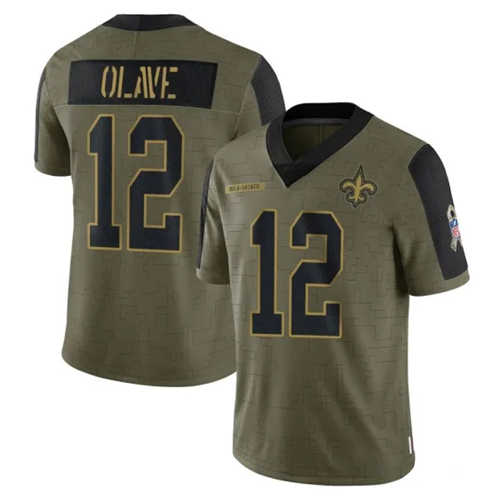 Davalo NO.Saints #12 Chris Olave Player Olive Salute To Service Limited Game Stitched Jerseys