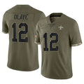 Davalo NO.Saints #12 Chris Olave Player Olive Salute To Service Limited Stitched Jerseys