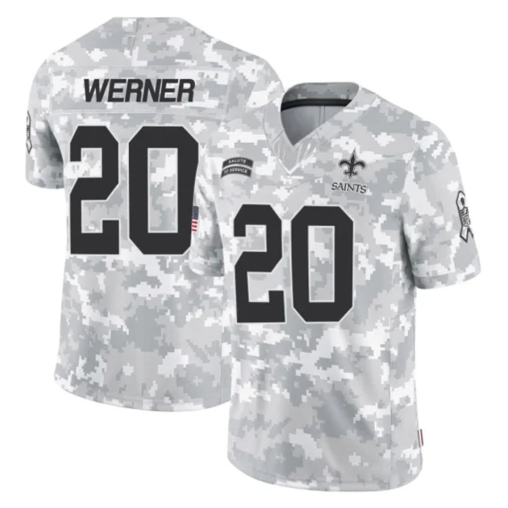 Davalo NO.Saints #20 Pete Werner Player Arctic Camo Salute To Service Limited Game Stitched Jerseys