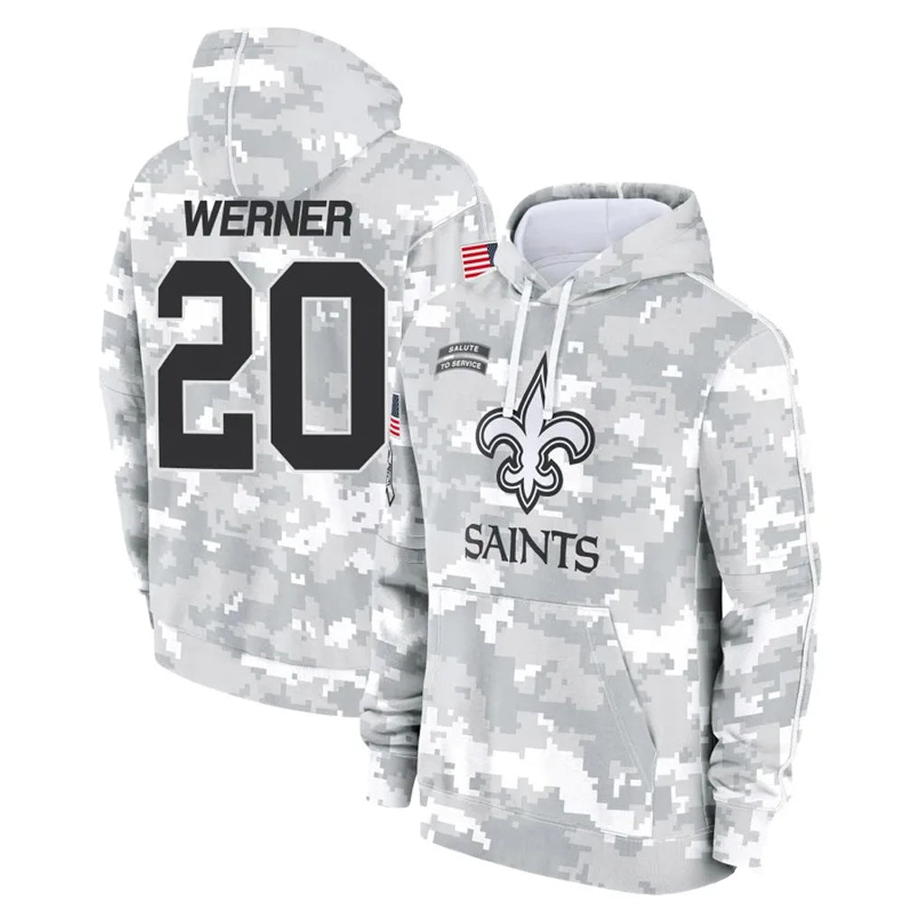 Davalo NO.Saints #20 Pete Werner Player Arctic Camo Salute to Service Pullover Hoodies Limited Game Stitched Jerseys
