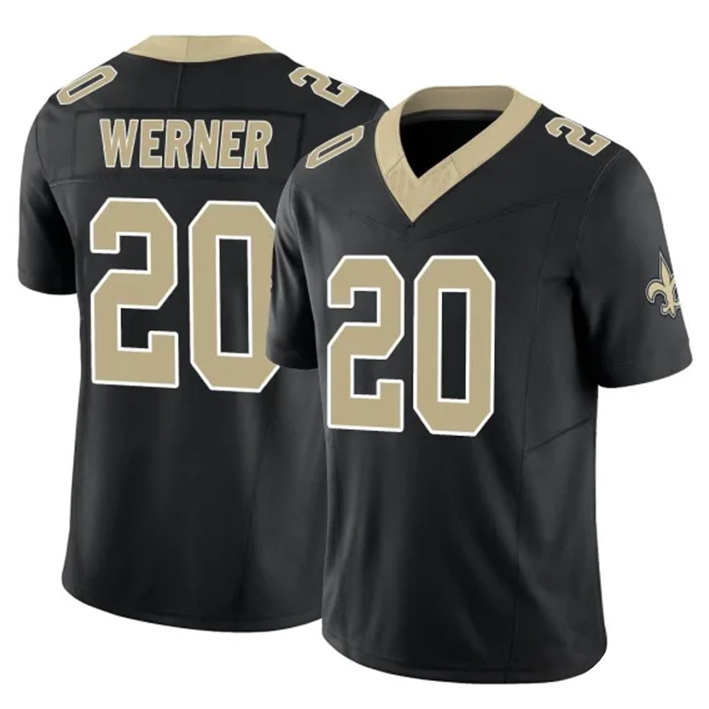 Davalo NO.Saints #20 Pete Werner Player Black Limited Vapor F.U.S.E. Home Game Stitched Jerseys