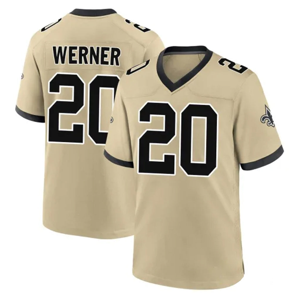 Davalo NO.Saints #20 Pete Werner Player Gold Home Game Stitched Jerseys