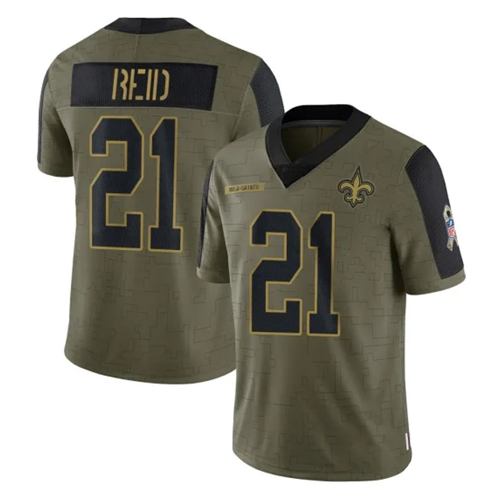 Davalo NO.Saints #21 Justin Reid Player Olive Salute To Service Limited Game Stitched Jerseys