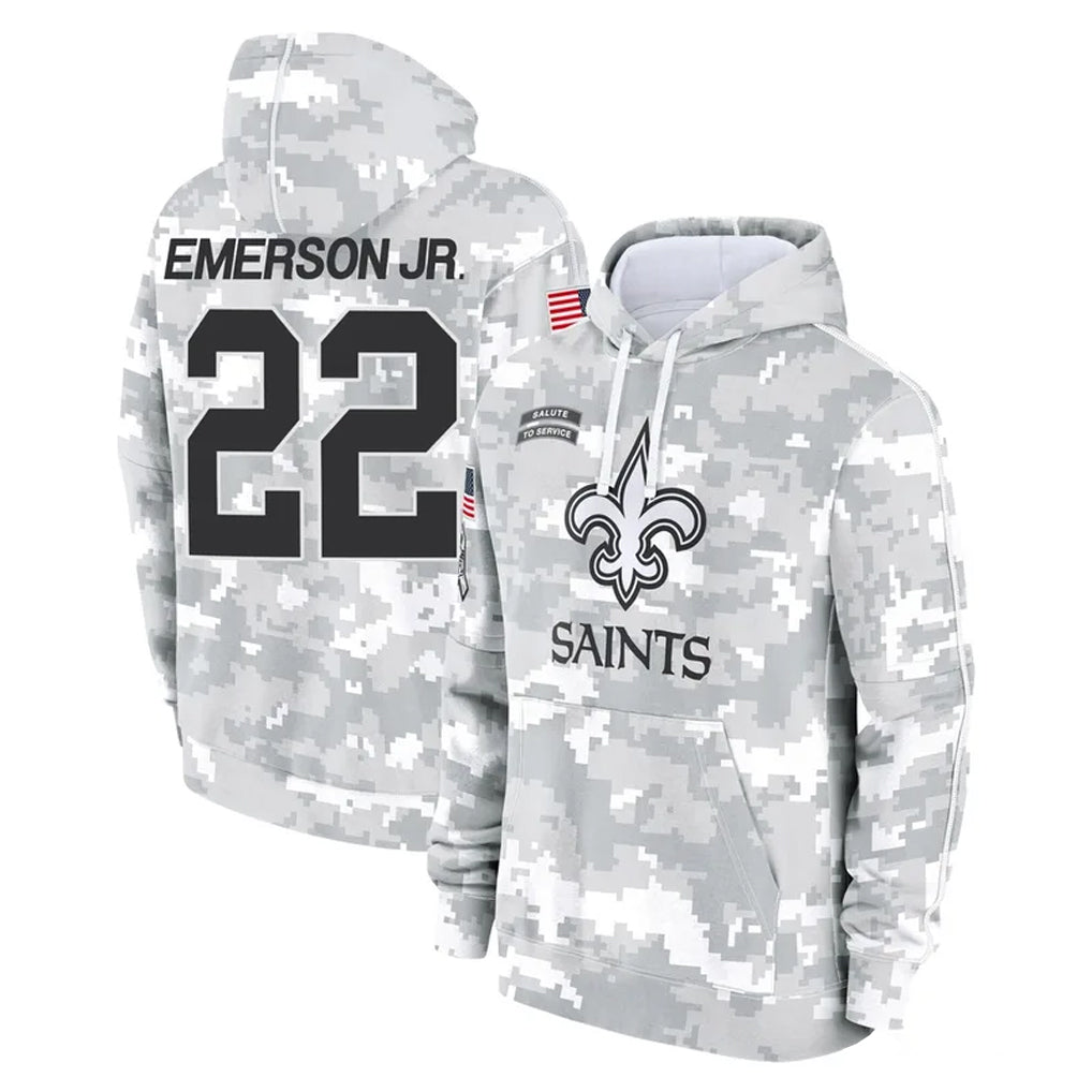 Davalo NO.Saints #22 Martin Emerson Jr. Player Arctic Camo Salute to Service Pullover Hoodies Limited Game Stitched Jerseys