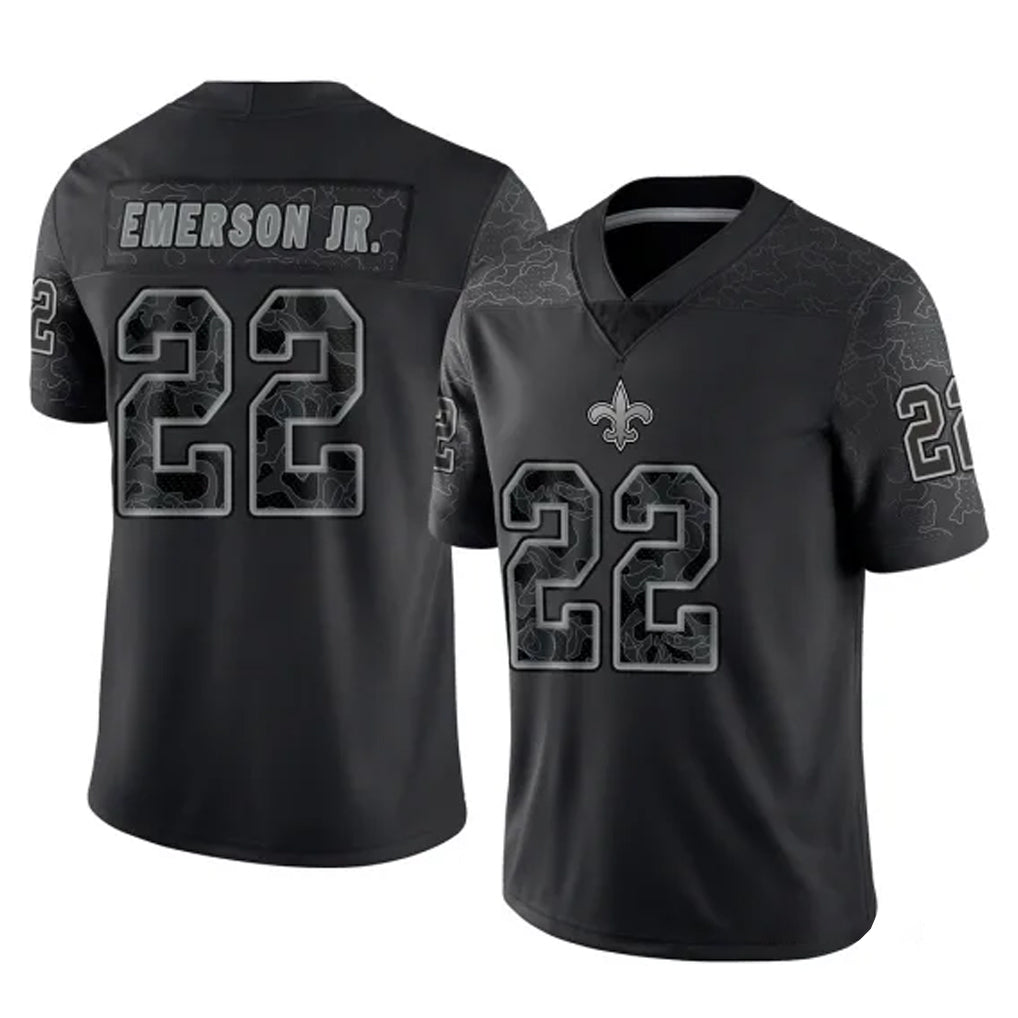 Davalo NO.Saints #22 Martin Emerson Jr. Player Black Limited Reflective Home Game Stitched Jerseys