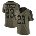 Davalo NO.Saints #23 Julian Blackmon Player Olive Salute To Service Limited Game Stitched Jerseys