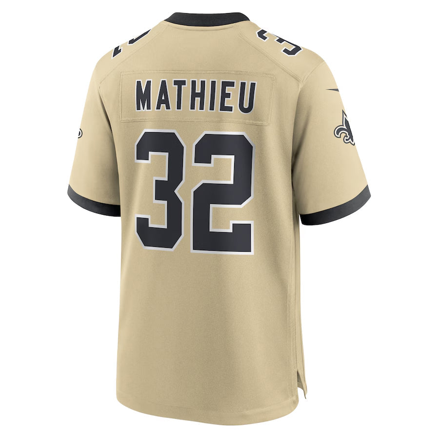 Davalo NO.Saints #32 Tyrann Mathieu Player Gold Alternate Game Stitched Jerseys