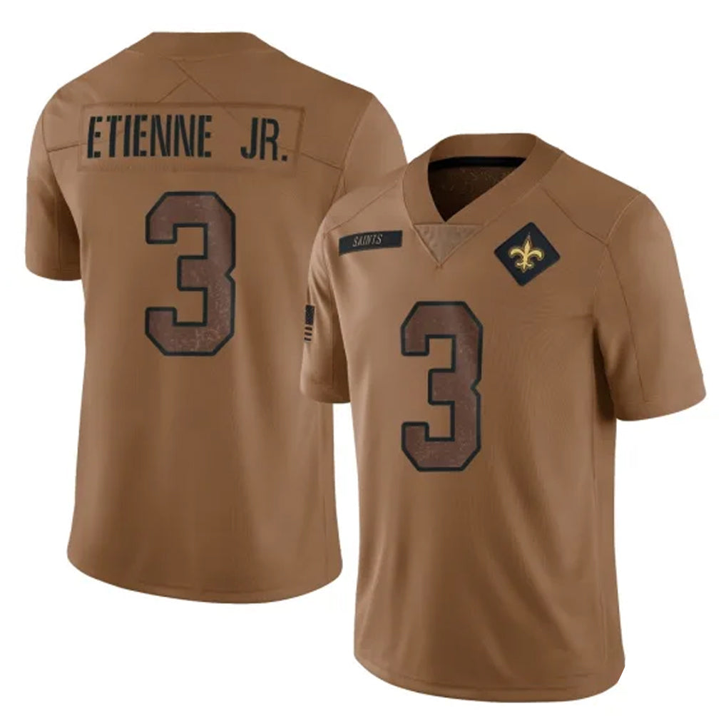 Davalo NO.Saints #3 Travis Etienne Jr. Player Brown Salute To Service Limited Stitched Jerseys