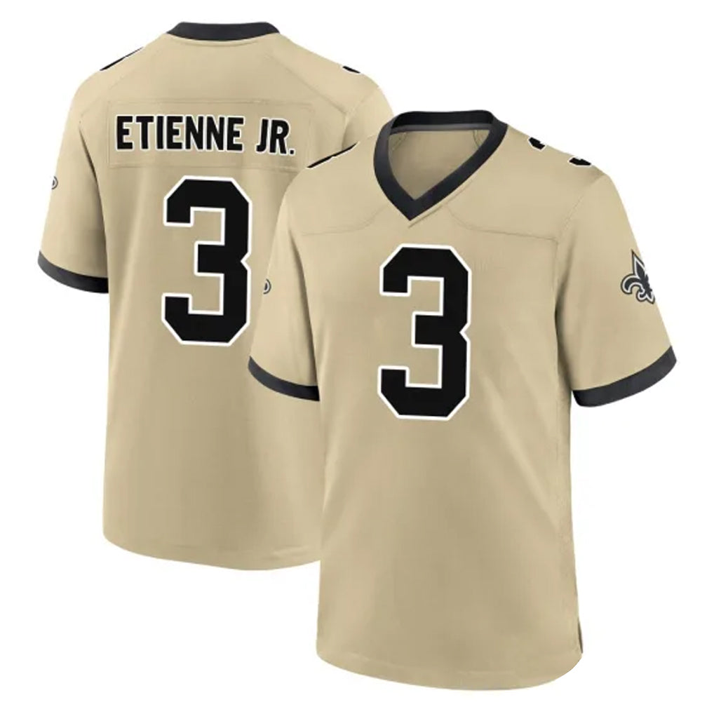 Davalo NO.Saints #3 Travis Etienne Jr. Player Gold Home Game Stitched Jerseys