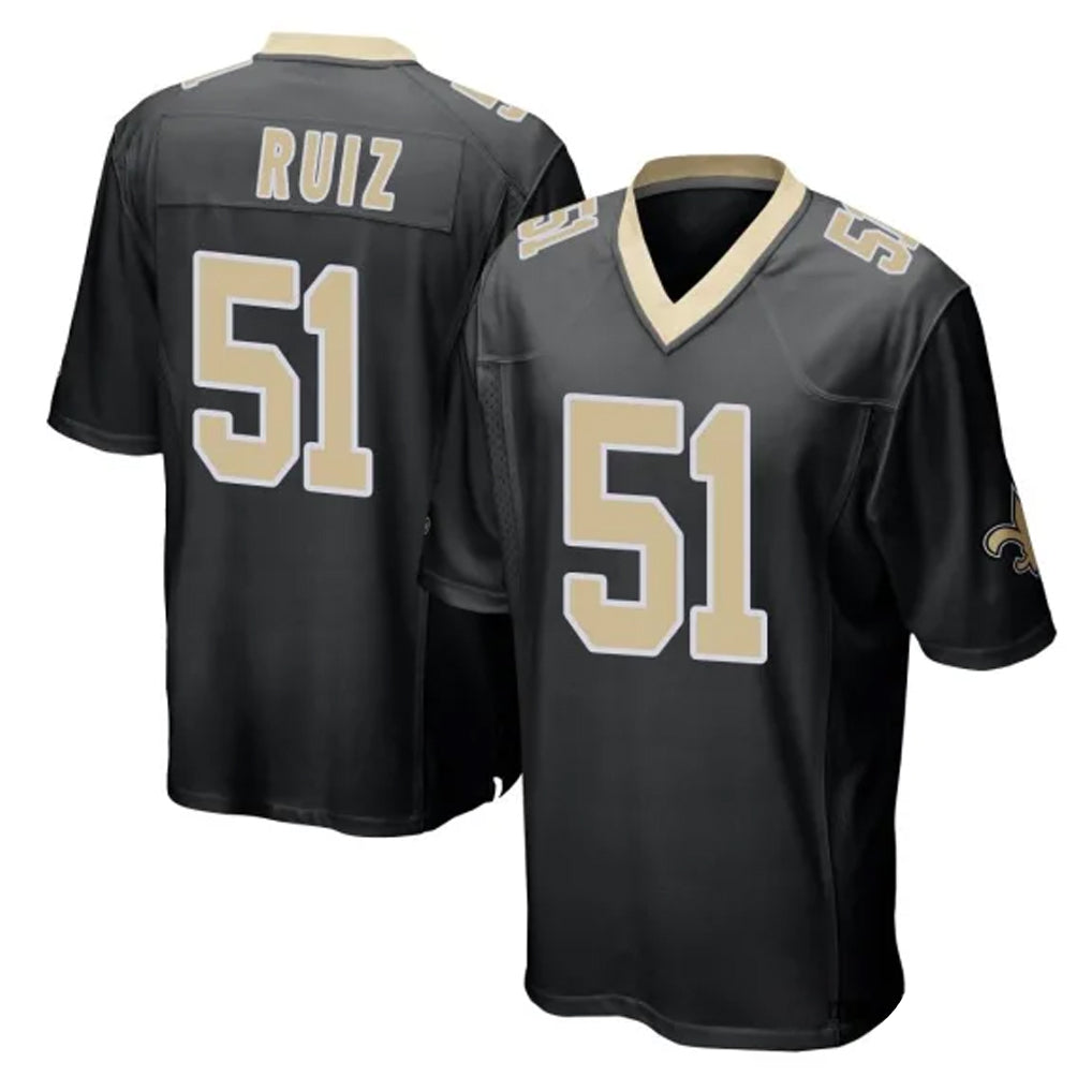 Davalo NO.Saints #51 Cesar Ruiz Player Black Home Game Stitched Jerseys