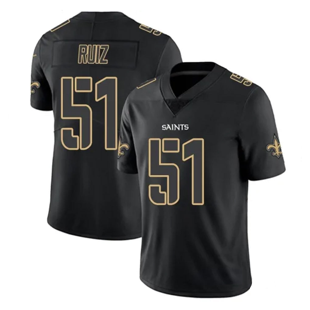 Davalo NO.Saints #51 Cesar Ruiz Player Black Impact Limited Home Game Stitched Jerseys