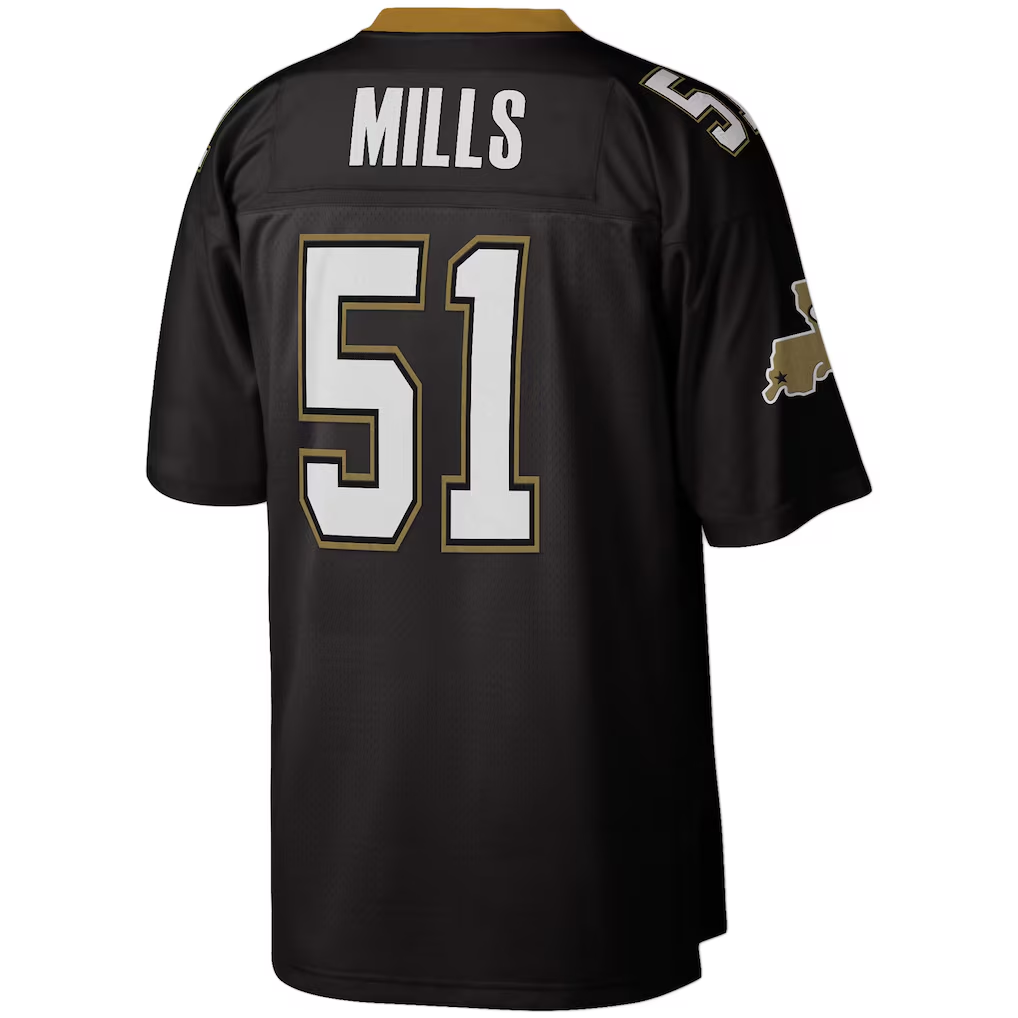 Davalo NO.Saints  #51 Sam Mills Mitchell & Ness Black Legacy Replica Stitched Puhic Jersey