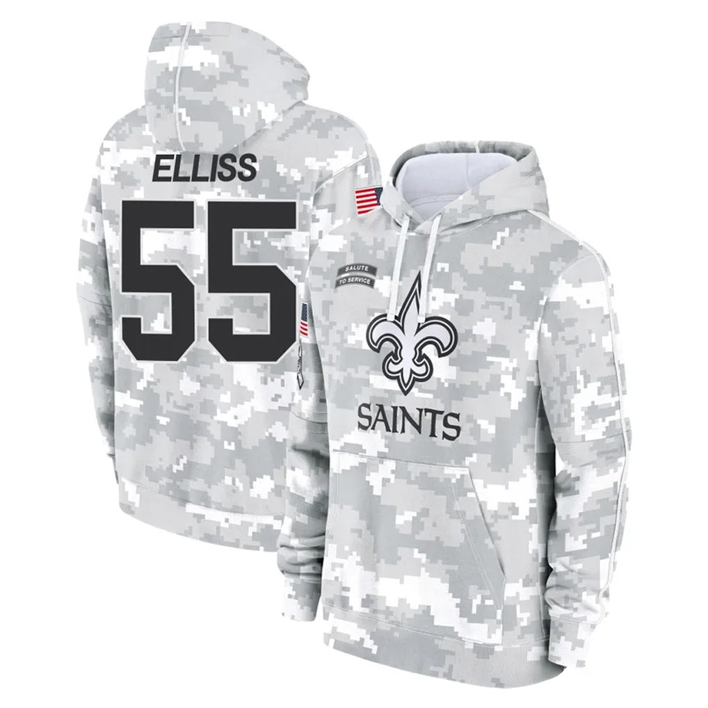 Davalo NO.Saints #55 Kaden Elliss Player Arctic Camo Salute to Service Pullover Hoodies Limited Game Stitched Jerseys