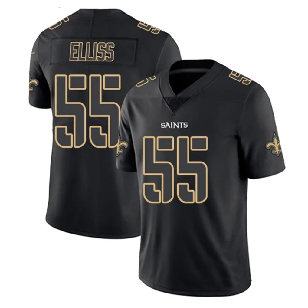Davalo NO.Saints #55 Kaden Elliss Player Black Impact Limited Home Game Stitched Jerseys