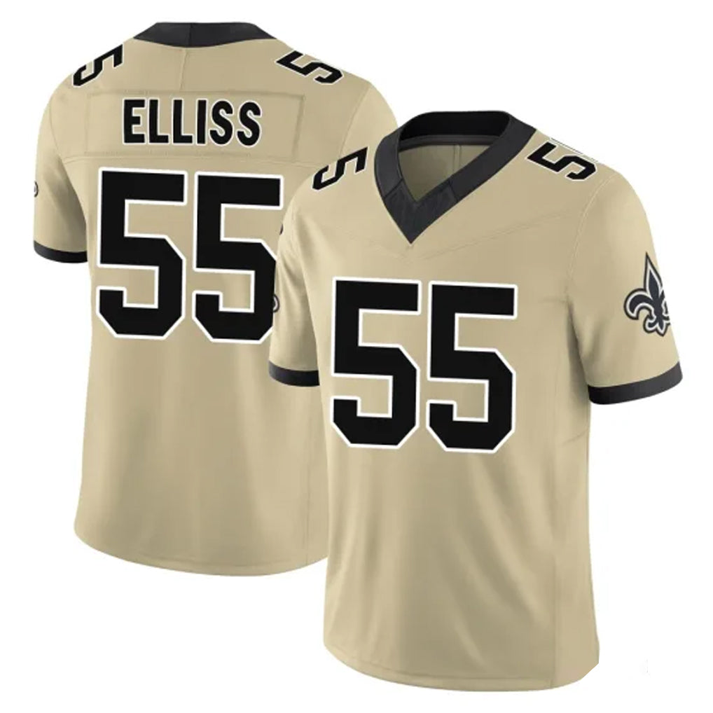 Davalo NO.Saints #55 Kaden Elliss Player Gold Limited Vapor F.U.S.E. Home Game Stitched Jerseys