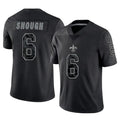 Davalo NO.Saints #6 Tyler Shough Player Black Limited Reflective Home Game Stitched Jerseys