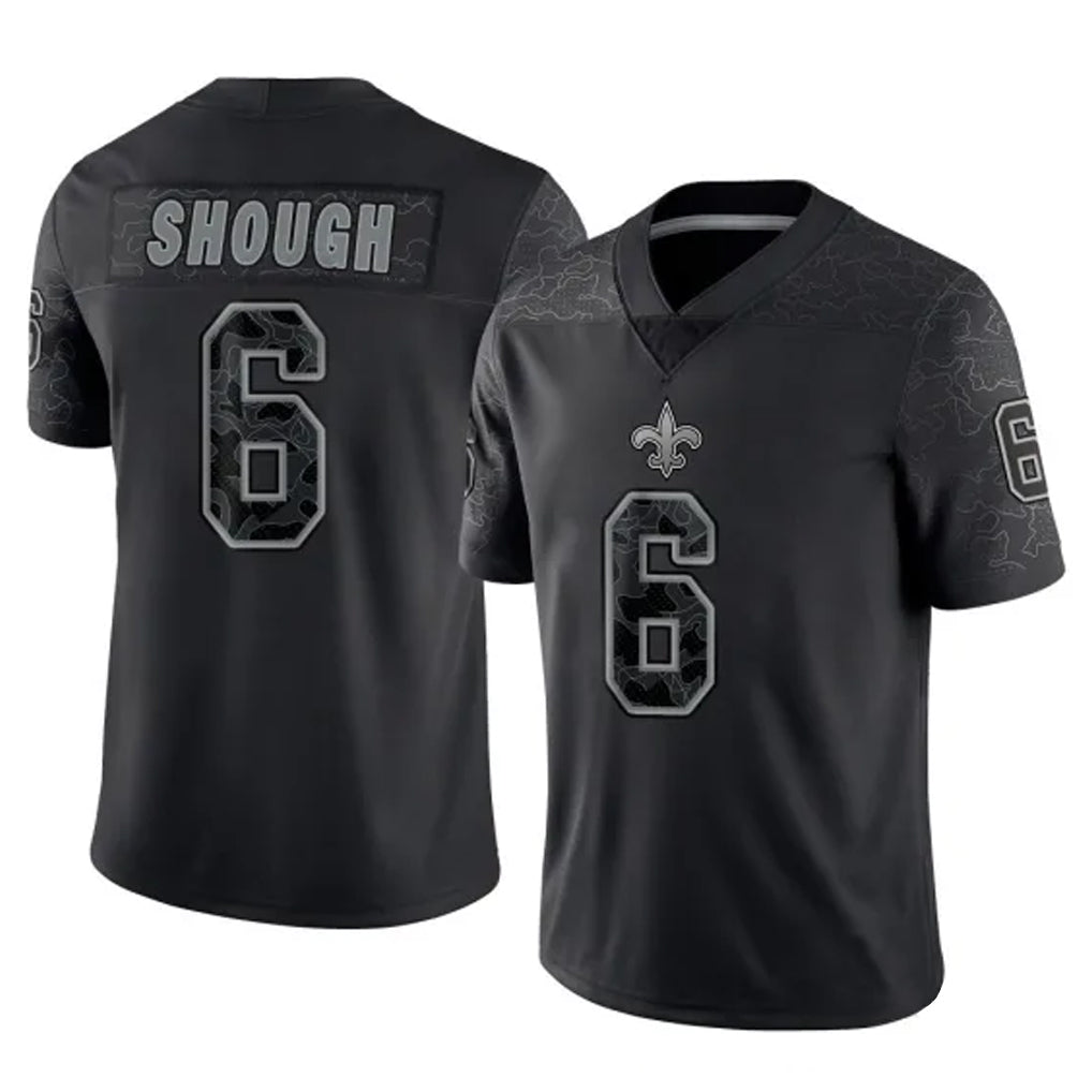 Davalo NO.Saints #6 Tyler Shough Player Black Limited Reflective Home Game Stitched Jerseys