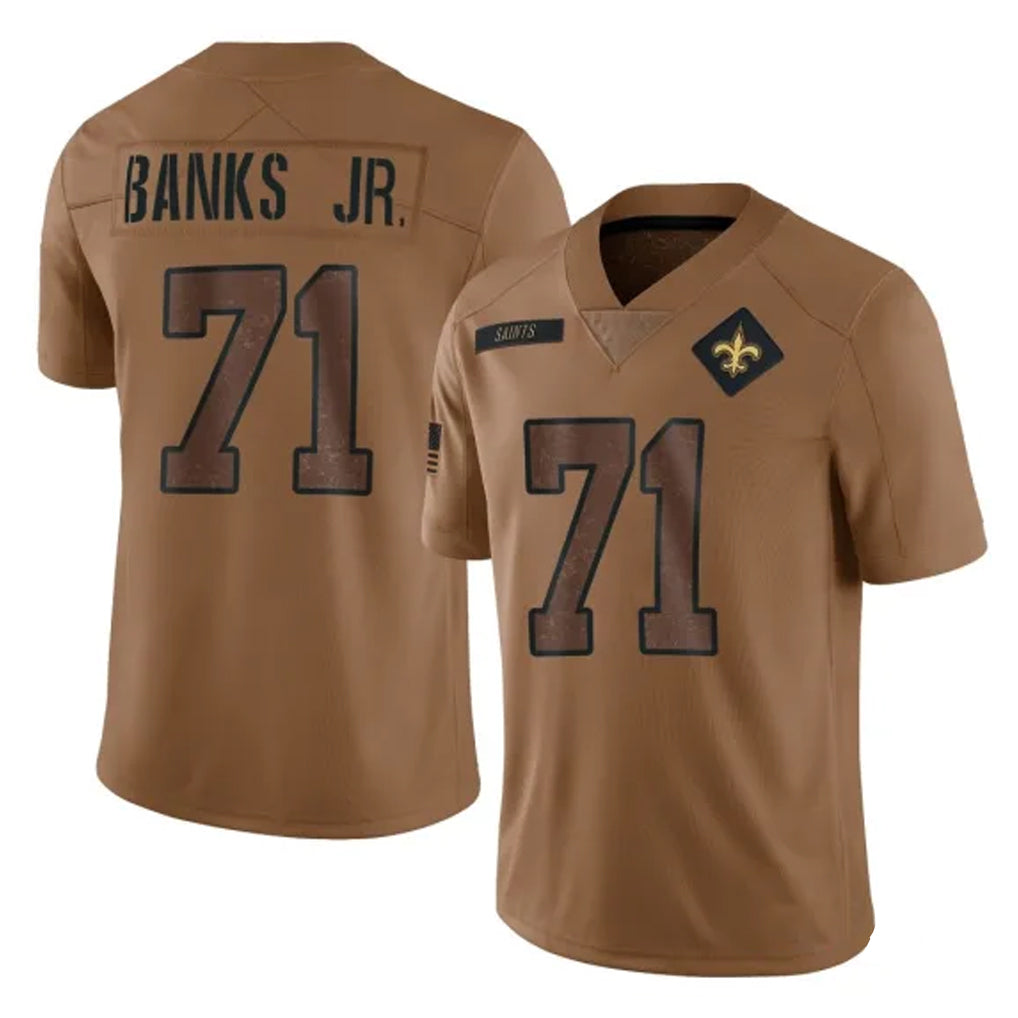 Davalo NO.Saints #71 Kelvin Banks Jr. Player Brown Salute To Service Limited Stitched Jerseys