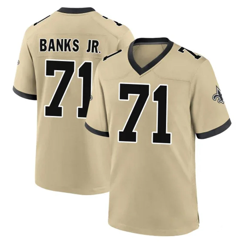 Davalo NO.Saints #71 Kelvin Banks Jr. Player Gold Home Game Stitched Jerseys