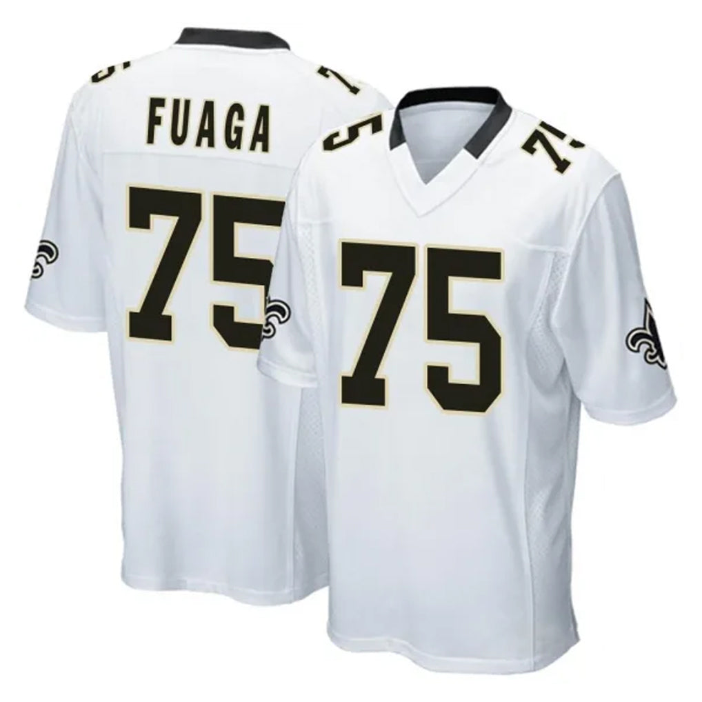 Davalo NO.Saints #75 Taliese Fuaga Player White Home Game Stitched Jerseys
