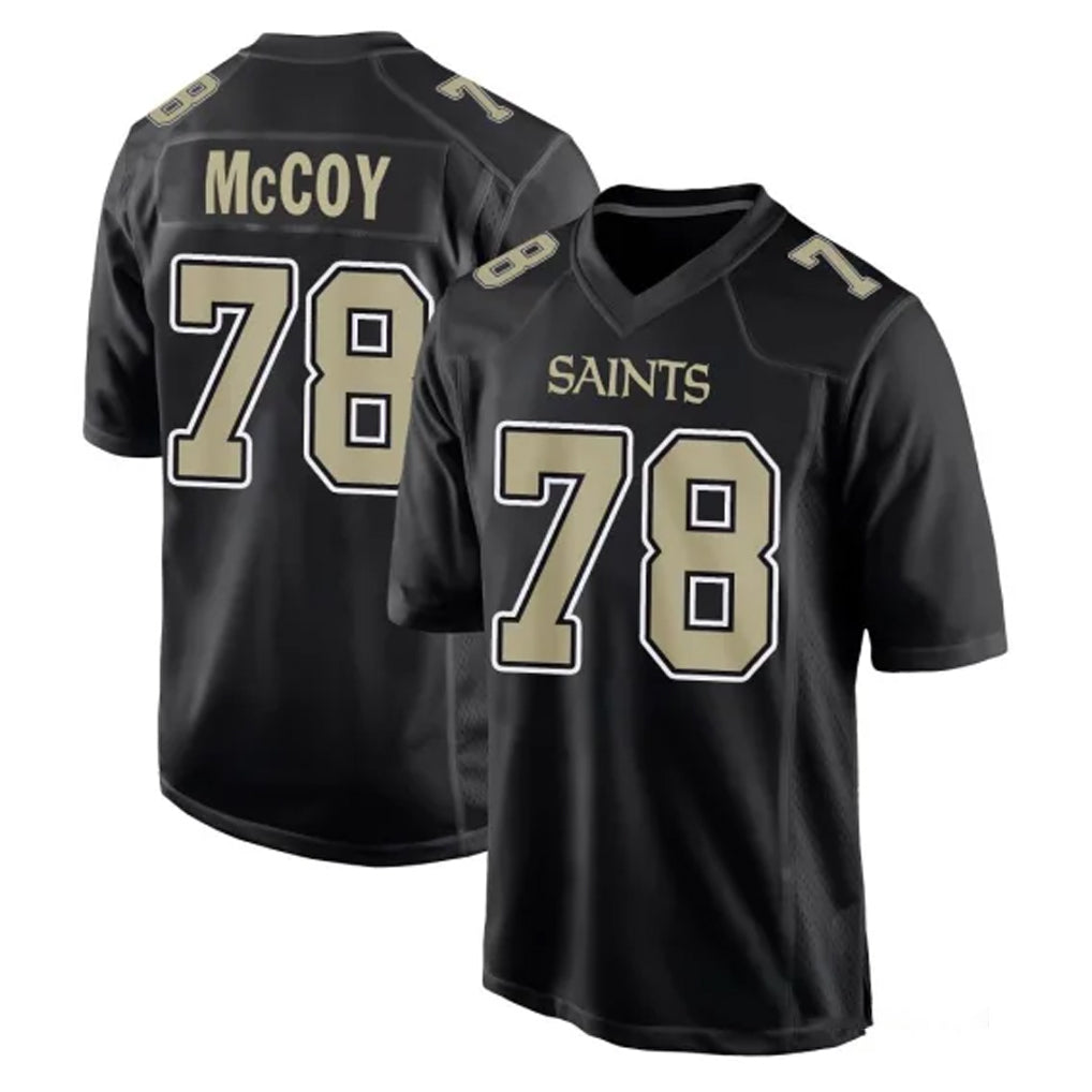 Davalo NO.Saints #78 Erik McCoy Player Black Carbon Fashion Home Game Stitched Jerseys