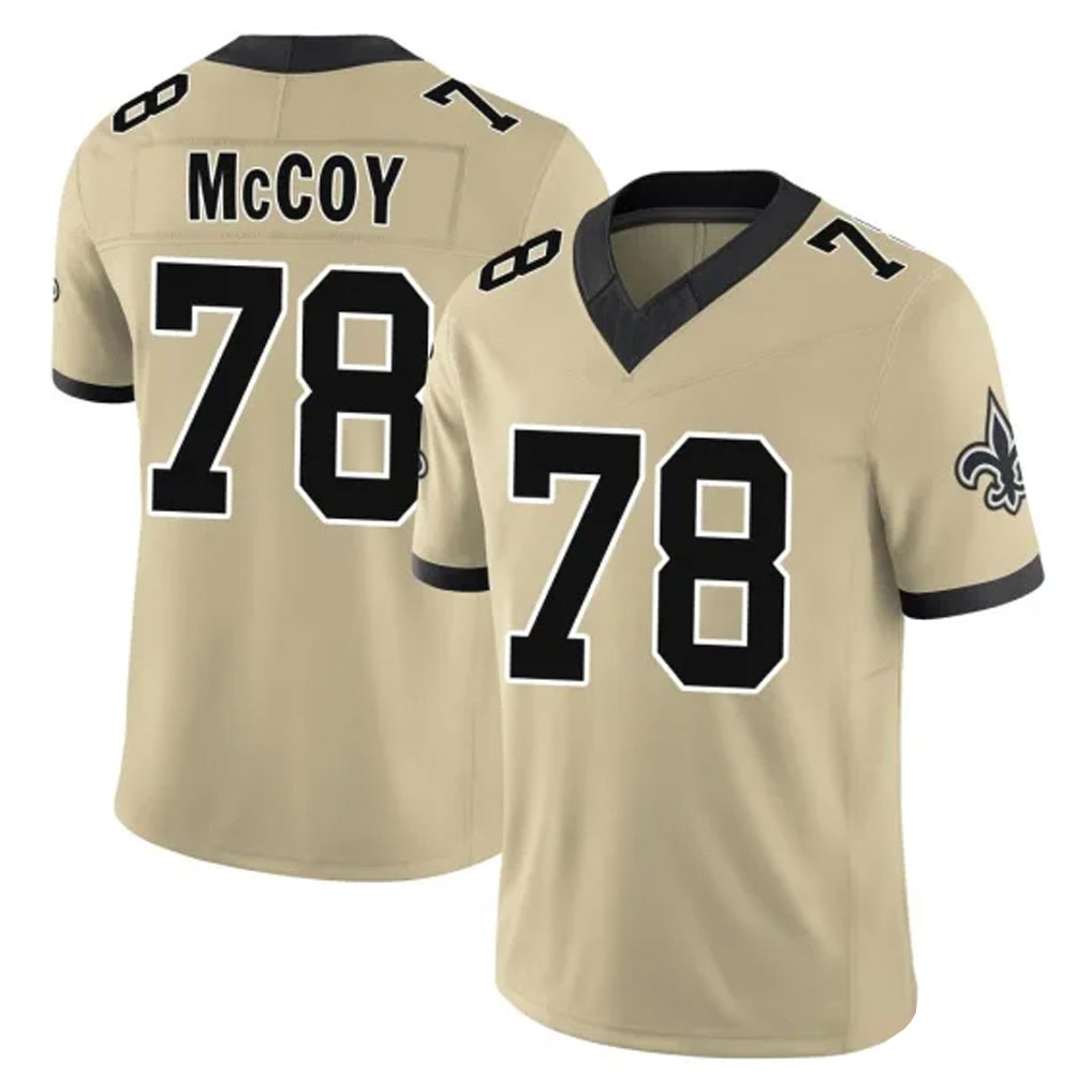 Davalo NO.Saints #78 Erik McCoy Player Gold Limited Vapor F.U.S.E. Home Game Stitched Jerseys