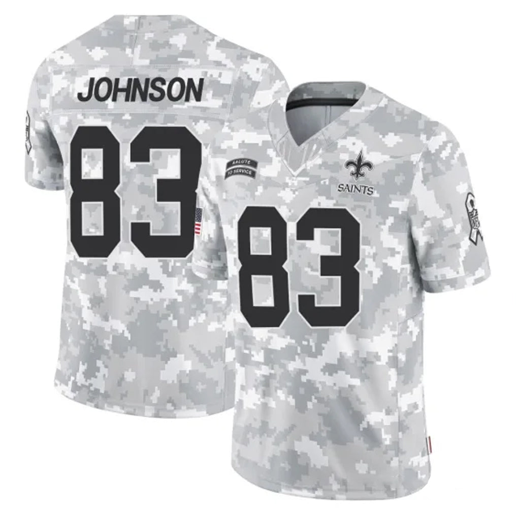 Davalo NO.Saints #83 Juwan Johnson Player Arctic Camo Salute To Service Limited Game Stitched Jerseys