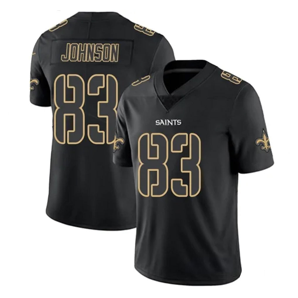 Davalo NO.Saints #83 Juwan Johnson Player Black Impact Limited Home Game Stitched Jerseys